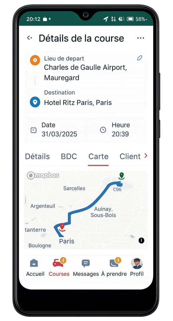 Navigation intégrée pour chauffeur Taxi - VTC dans Driver Connect